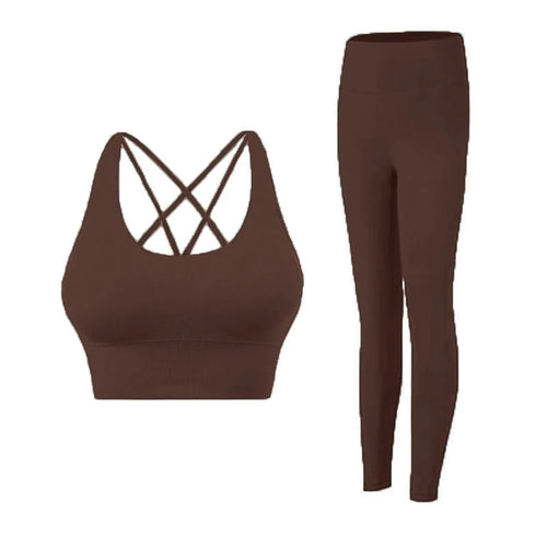 2-Delat Yoga Set – Sport-BH med Korsrygg & Skulpterande Leggings