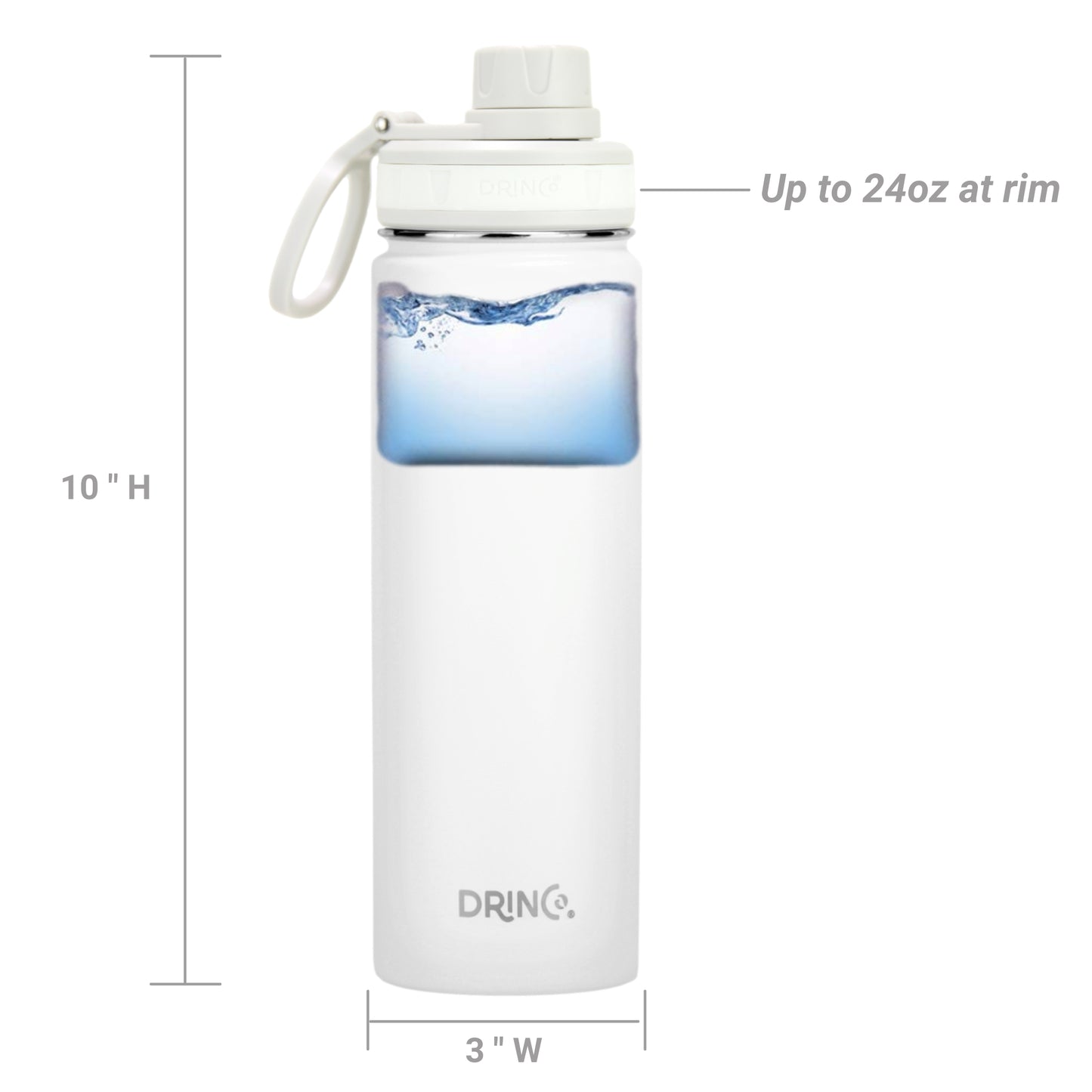 DRINCO® 22oz Rostfri Sportflaska – Arctic White | Hållbar, Isolerad & Miljövänlig