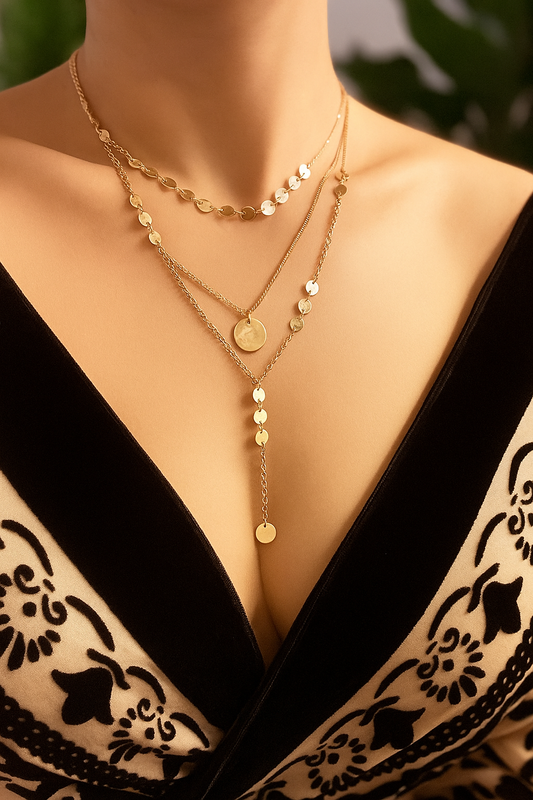 Halsband Disc Drop Layered – Elegant Layer Look med Enkla Detaljer