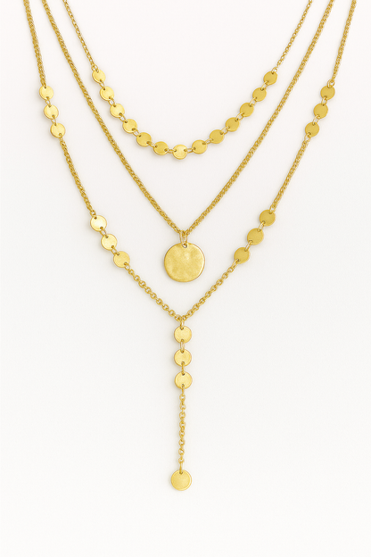 Halsband Disc Drop Layered – Elegant Layer Look med Enkla Detaljer