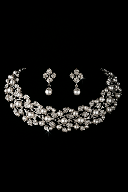 Halsband-Bridal Wedding Crystal Pearl Set – Elegans för Din Stora Dag
