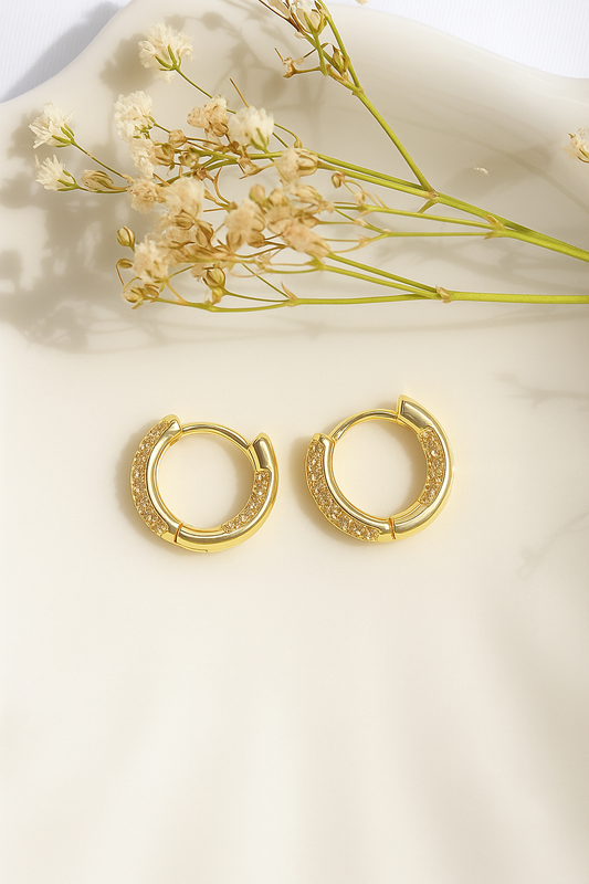 Örhängen 24 Karats Cubic Zirconia Hoops – Glittrande Elegans i Liten Förpackning