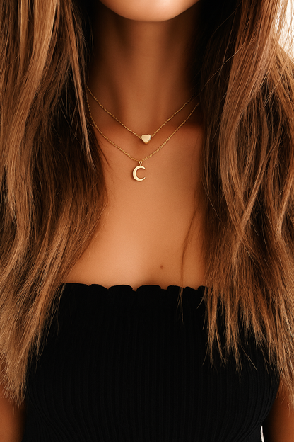 Halsband-Moon and Heart Two Layer  – Dubbelkärlek i ett smycke