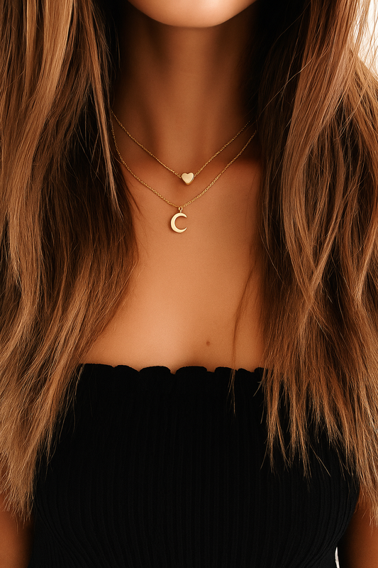 Halsband-Moon and Heart Two Layer  – Dubbelkärlek i ett smycke