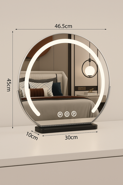 Rund Sminkspegel med LED-ljus, Touchkontroll och Modern Design för Hem & Sovrum
