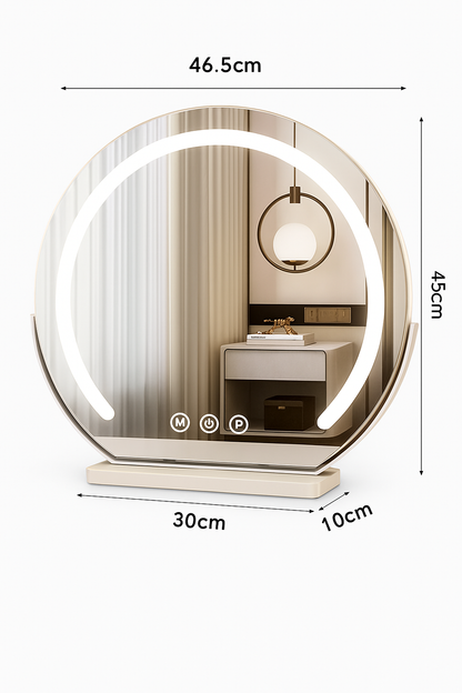 Rund Sminkspegel med LED-ljus, Touchkontroll och Modern Design för Hem & Sovrum