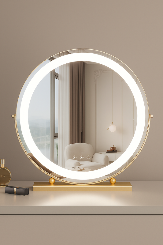 Rund Sminkspegel med LED-belysning – Justerbart Ljus & Touch-kontroll (40 cm)