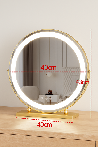 Rund Sminkspegel med LED-belysning – Justerbart Ljus & Touch-kontroll (40 cm)