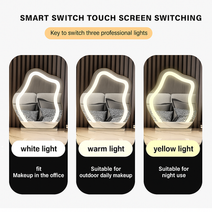 Makeup Spegel med LED-ljus – Intelligent & Lyxig Design i Oregelbunden Form