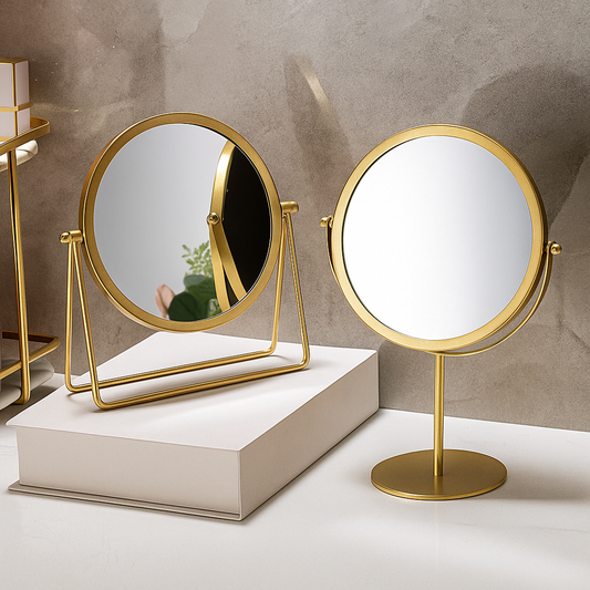 360° Roterbar Skrivbordsspegel i Järn – Stilren Sminkspegel med Modern Design