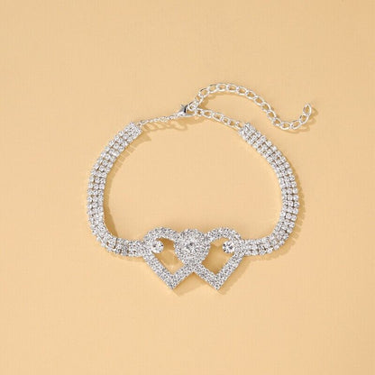 Anklet Double Heart – Glittrande Kärlek för Ditt Steg