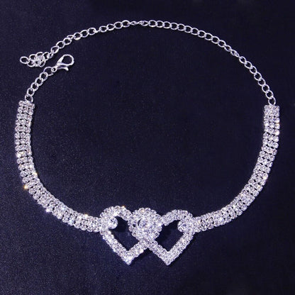 Anklet Double Heart – Glittrande Kärlek för Ditt Steg