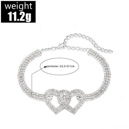 Anklet Double Heart – Glittrande Kärlek för Ditt Steg