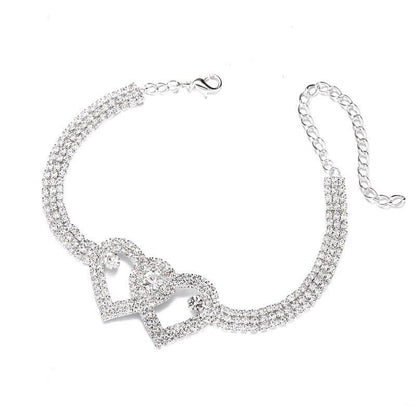 Anklet Double Heart – Glittrande Kärlek för Ditt Steg