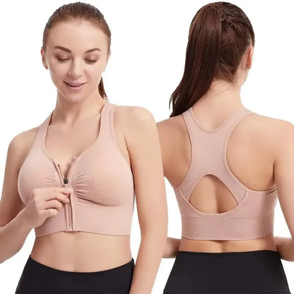 Women's Sports Bra – Fitness Top med Dragkedja & Bekväm Stöddesign