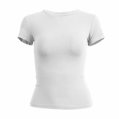 Woman Clothing Short Sleeve T-shirt – Slim Fit O-Neck Top för Kvinnor