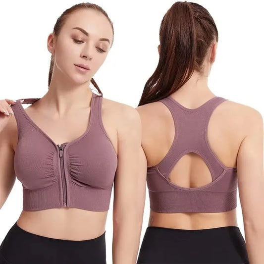 Women's Sports Bra – Fitness Top med Dragkedja & Bekväm Stöddesign
