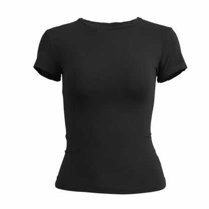 Woman Clothing Short Sleeve T-shirt – Slim Fit O-Neck Top för Kvinnor