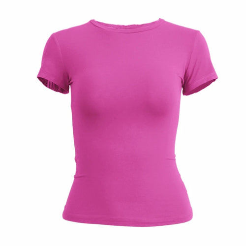 Woman Clothing Short Sleeve T-shirt – Slim Fit O-Neck Top för Kvinnor