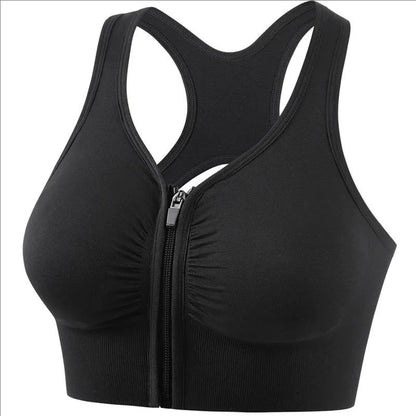 Women's Sports Bra – Fitness Top med Dragkedja & Bekväm Stöddesign