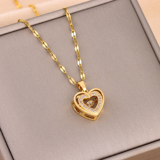 Halsband Double-Layer Love  med Glittrande Rhinestones – Elegant Kärlek i Smyckeform