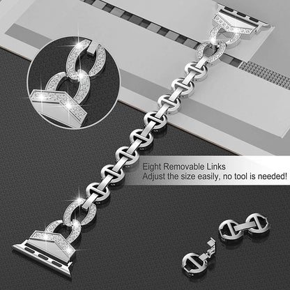 Diamond Stainless Steel strap For Apple Watch band 38mm 42mm 40/44mm Bracelet woman watchband for iWatch Series 6 SE 5 4 3 belt-4