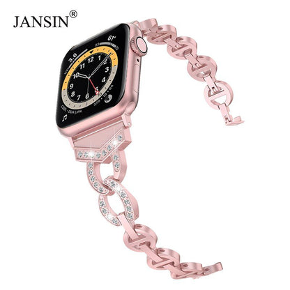 Diamond Stainless Steel strap For Apple Watch band 38mm 42mm 40/44mm Bracelet woman watchband for iWatch Series 6 SE 5 4 3 belt-0