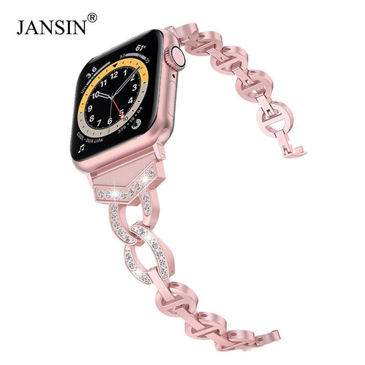 Diamond Stainless Steel strap For Apple Watch band 38mm 42mm 40/44mm Bracelet woman watchband for iWatch Series 6 SE 5 4 3 belt-0