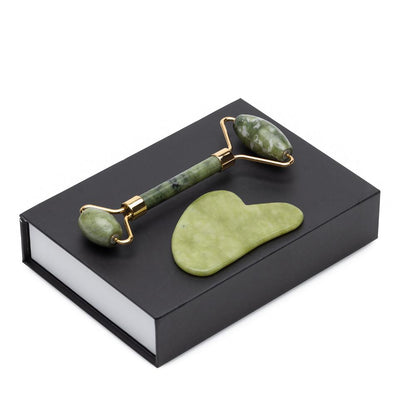 Naturlig Jade Roller & Gua Sha – Motverkar Puffighet och Främjar Hudhälsa