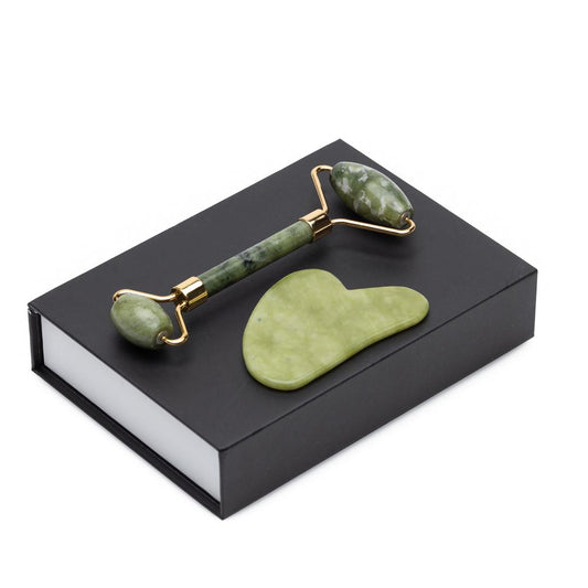 Naturlig Jade Roller & Gua Sha – Motverkar Puffighet och Främjar Hudhälsa
